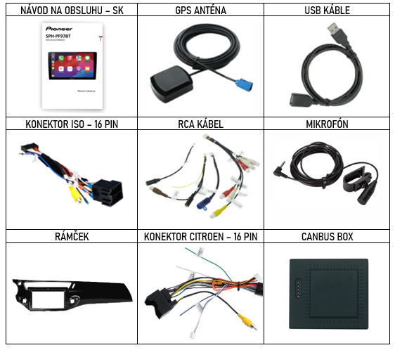 SK_Příslušenství pro Pioneer chytré autorádio Citroen C3 DS3 (2004-2009) evtech.cz